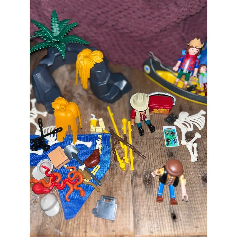 Playmobil Adventure Lot ATV Canoe Tent Figures Skeleton Jungle Safari